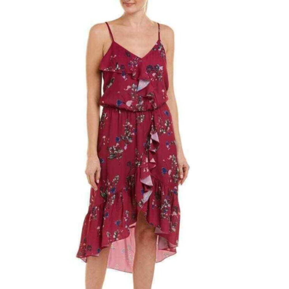 Parker Delfina Womens Size XS Floral Print Ruffled High Low Midi Dress